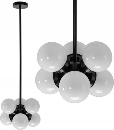 Toolight Lampa Sufitowa Wisząca Metal Białe Kule Loft Black (APP9046CP)