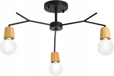 Toolight Lampa APP693 sufitowa żyrandol metal czarna drewno (OSW05463)