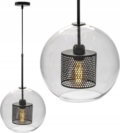 Toolight Lampa Wisząca Sufitowa Szklana Czarna Loft 20cm (APP5571CP)