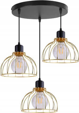 Light Home Lampa Wisząca Sufitowa Żyrandol Klosz Złoty Loft (MOBI21753OW)