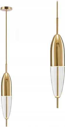 Toolight Lampa Sufitowa Wisząca Szklana Metalowa Gold Led (APP5491CP)