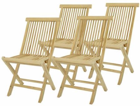 Divero Komplet 4 X Składane Krzesła Ogrodowe Z Drewna Tekowego