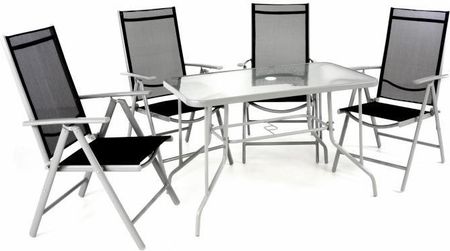 Garthen Zestaw Ogrodowy Składany Stół + 4 Krzesła Czarny