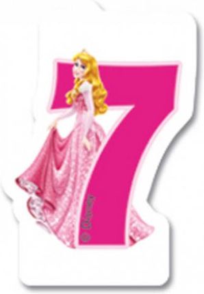 Świeca Cyfra '7' Princess Junior 8 Cm Wosk Różowy