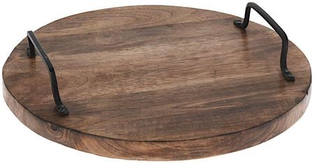 Orion Deska kuchenna drewniana mango do krojenia serwowania okrągła 30 cm taca z uchwytami