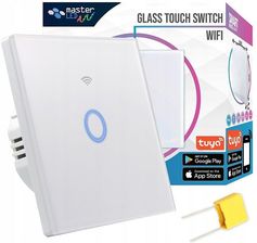 Zdjęcie Masterled Włącznik Szklany Dotykowy Wifi Smart Czarny/Biały - Pilawa