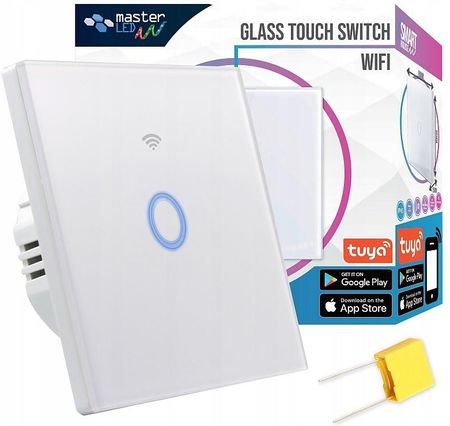 Masterled Włącznik Szklany Dotykowy Wifi Smart Czarny/Biały