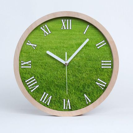 Fototapety Zielona trawa Drewniany zegar ścienny (ZD141153462)
