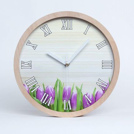 Fototapety Fioletowe tulipany Nowoczesny zegar ścienny (ZD78755149)