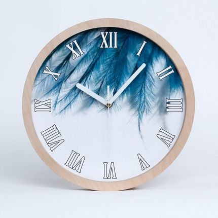 Fototapety Niebieskie pióra Drewniany zegar (ZD85450121)