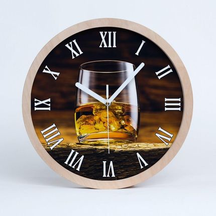 Fototapety Burbon w szklance Drewniany zegar ścienny (ZD95142140)