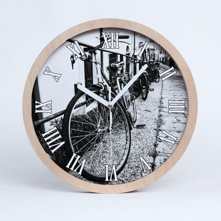 Fototapety Miejskie rowery Zegar ścienny drewniany (ZD96639477)