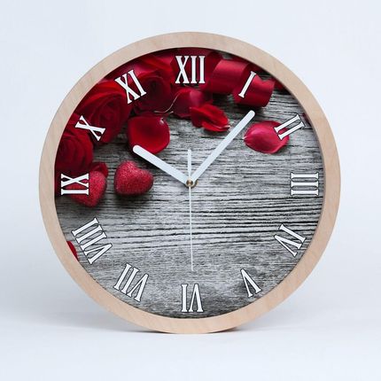 Fototapety Czerwone róże Drewniany zegar (ZD99989329)