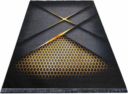 Dywany-Chodniki.Com Modern 005 Gold Black [Dp] Czerwony 80x150