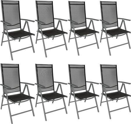 Tectake 8 X Krzesło Ogrodowe Składane - Czarny/Antracyt