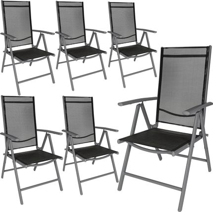 Tectake 6 X Krzesło Ogrodowe Składane - Czarny/Antracyt