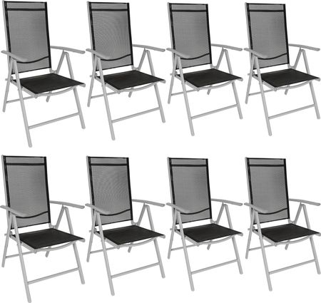Tectake 8 X Krzesło Ogrodowe Składane - Czarny/Srebrny