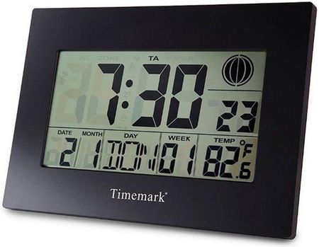 Timemark Zegar ścienny z termometrem Czarny (24 x 17 x 2 cm) (S6502865)