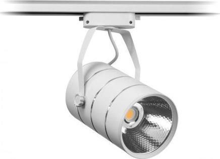 Nvox Lampa sklepowa led reflektor szynowy jednofazowy biały metalowy 30w 2550 lm światło zimne 6000k (V31ACINOXXTLWHMET30W6000KFS)