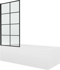 Wanna Mexen Vega 180x80cm + Obudowa + Parawan 1-Skrzydłowy 80cm Czarny Wzór 550118080x9308017077