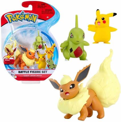 Minifigurka Pokemon Flareon + Larvitar + Pikachu