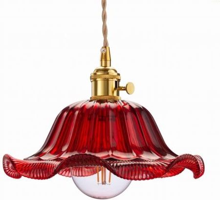 Ledigo Lampa wisząca szklana FLOWER czerwona (LDG0133)