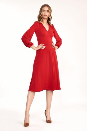 Klasyczna czerwona sukienka midi S194 Red