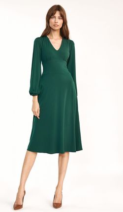 Klasyczna zielona sukienka midi S194 Green