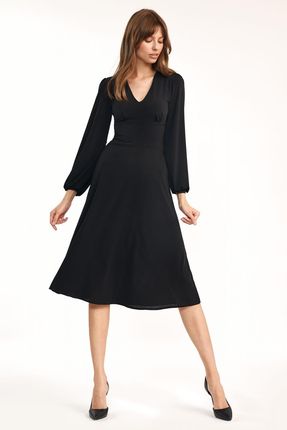 Klasyczna czarna sukienka midi S194 Black
