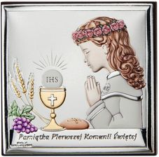 Valenti Obrazek Pamiątka I Komunii Świętej dla Dziewczynki , Kolorowy | Rozmiar: 18x18 cm | SKU: VL843/4XLCOL