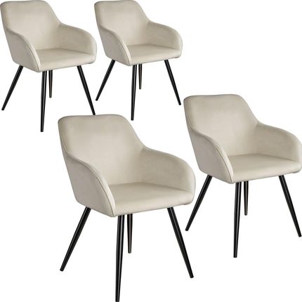 Tectake 4X Krzesło Marilyn Aksamit Kremowy Czarny 9865605