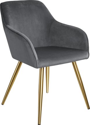 Tectake Krzesło Marilyn Aksamit Złoty Ciemnoszary 9865786