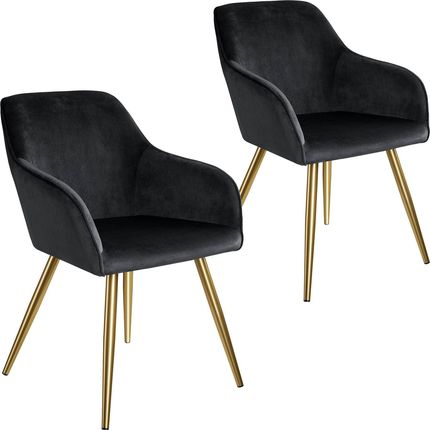 Tectake 2X Krzesło Marilyn Aksamit Złoty Czarny 9865720
