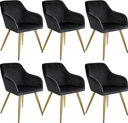 Tectake 6X Krzesło Marilyn Aksamit Złoty Czarny 9865694