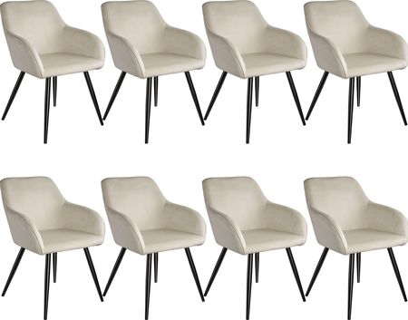 Tectake 8X Krzesło Marilyn Aksamit Kremowy Czarny 9865734