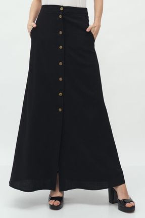Czarna długa spódnica z wiskozy SP58 Black