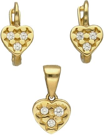 Diament Komplet złotej biżuterii dla dziewczynki kolczyki i zawieszka 'Malutkie serduszka' DIAKPL5306585
