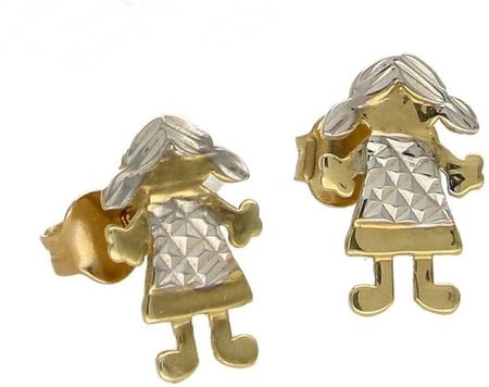 Diament Złote kolczyki w kształcie dziewczynki z białym złotem DIAKLC5305585