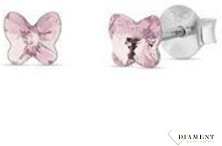 Spark Srebrne kolczyki " Różowe motylki " Swarovski Crystals 925 K47485LR