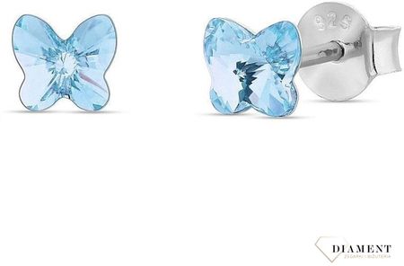 Spark Srebrne kolczyki " Błękitne Motylki " Swarovski Crystals 925 K47485AQ