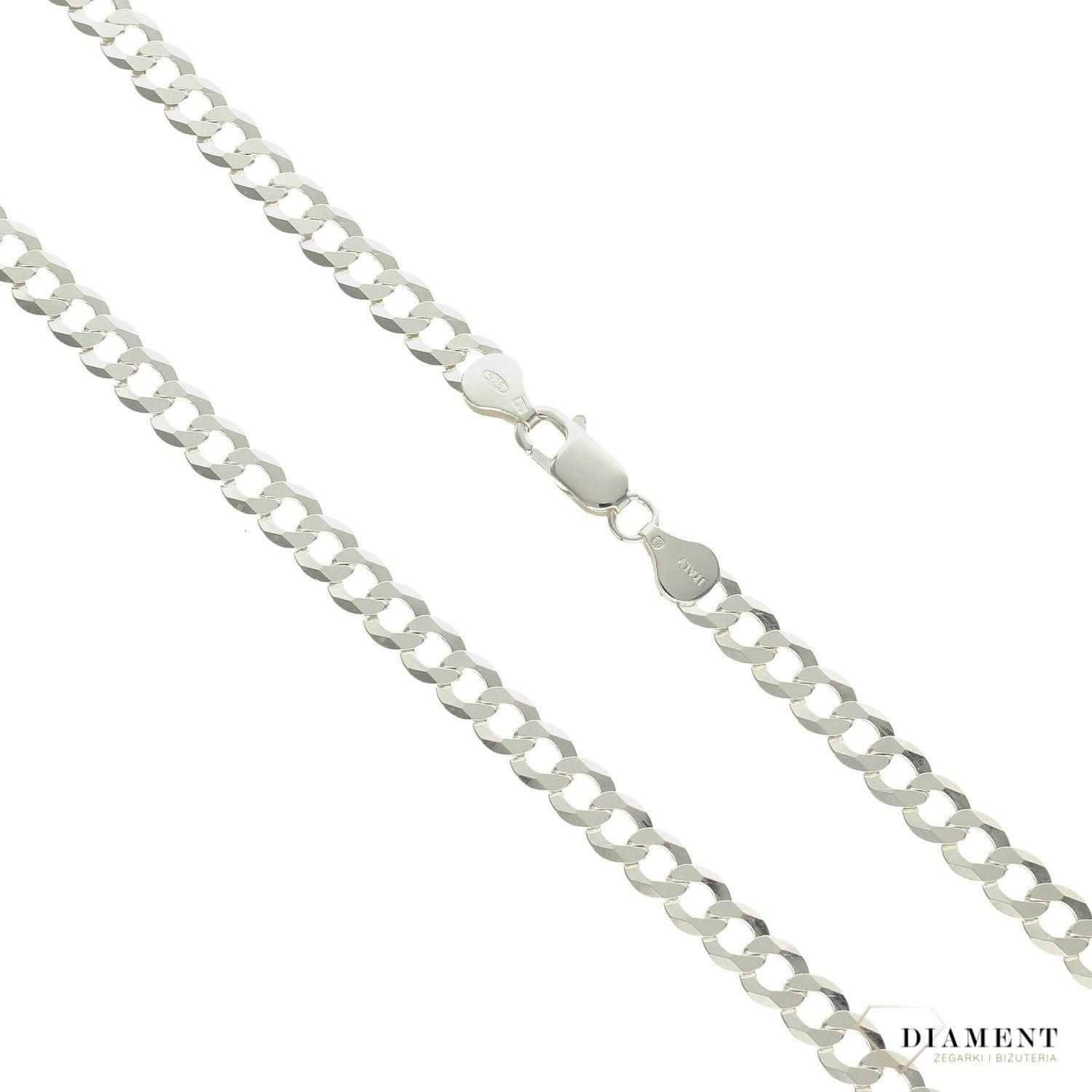 Diament Srebrny łańcuszek 925 rodowany o splocie Pancerka 6mm DIALAN2086R1609256MM