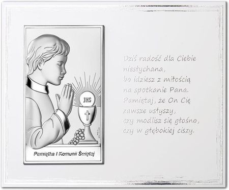 Diament Obrazek srebrny z modlitwą I Komunia Święta Chłopca JAP7734L