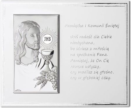 Diament Obrazek srebrny z modlitwą I Komunia Święta JAP7754L