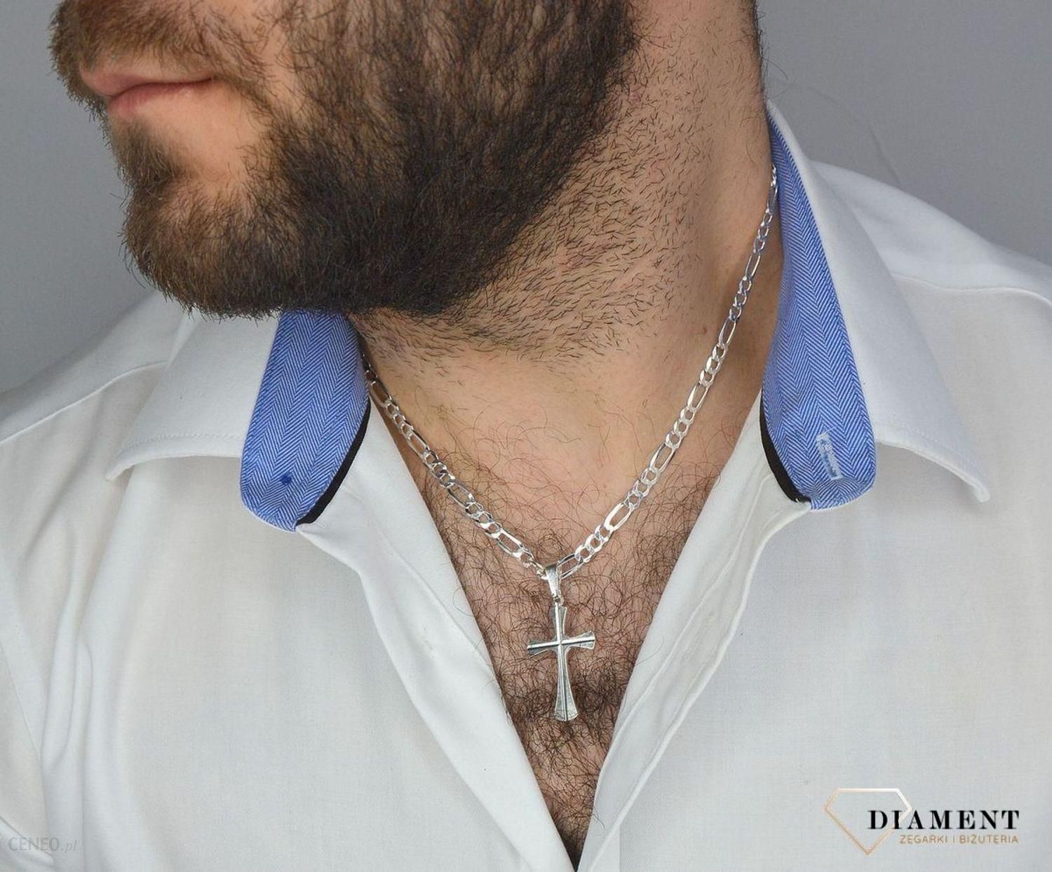 Diament Srebrny łańcuszek męski 925 figaro 7 mm DIALAN5518925