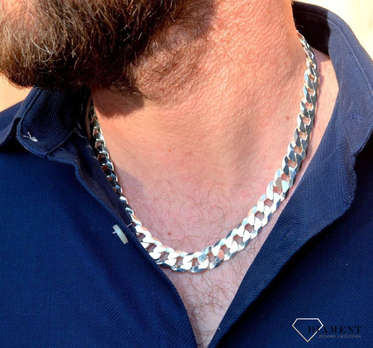 Diament Srebrny łańcuszek 925 męski gruby pancerka 12mm DIALAN5532925 - zdjęcie 4 Diament Srebrny łańcuszek 925 męski gruby pancerka 12mm DIALAN5532925