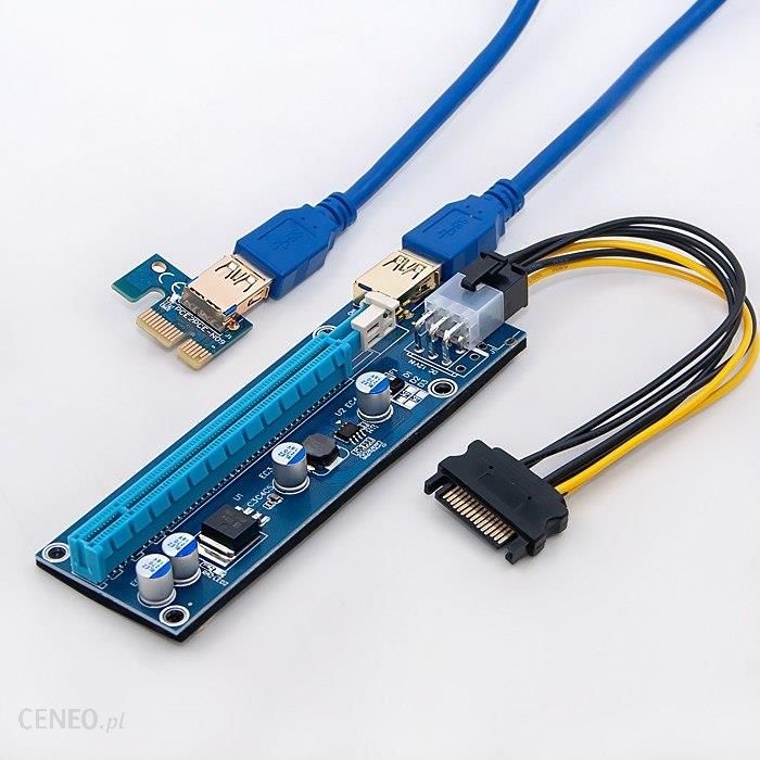 Qoltec Riser PCI-E 1x - 16x | USB 3.0 | ver.009S | SATA/PCI-E 6 pin (55507)