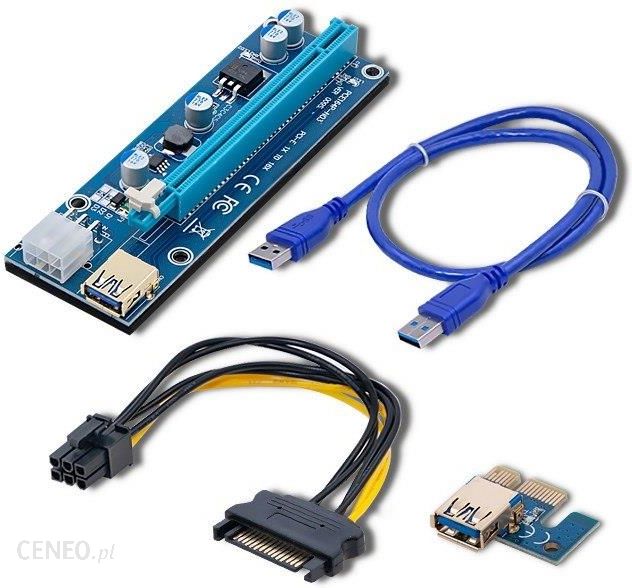 Qoltec Riser PCI-E 1x - 16x | USB 3.0 | ver.009S | SATA/PCI-E 6 pin (55507)