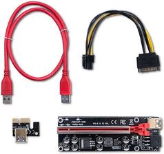 Qoltec Riser PCI-E 1x - 16x | USB 3.0 | ver.009S Plus | SATA/PCI-E 6 pin (55508)