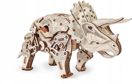 Ecowoodart Triceratops drewniane mechaniczne puzzle 3D