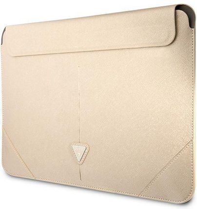 Guess Saffiano Triangle Logo Sleeve - 13" / 14" beżowy (GUCS14PSATLE)
